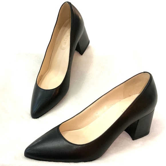 Nine West Shoes - BLACK NINE WEST ISSA BLOCK HEEL MINIMALIST DRESSY COMFORT LEATHER PUMPS SZ 6M